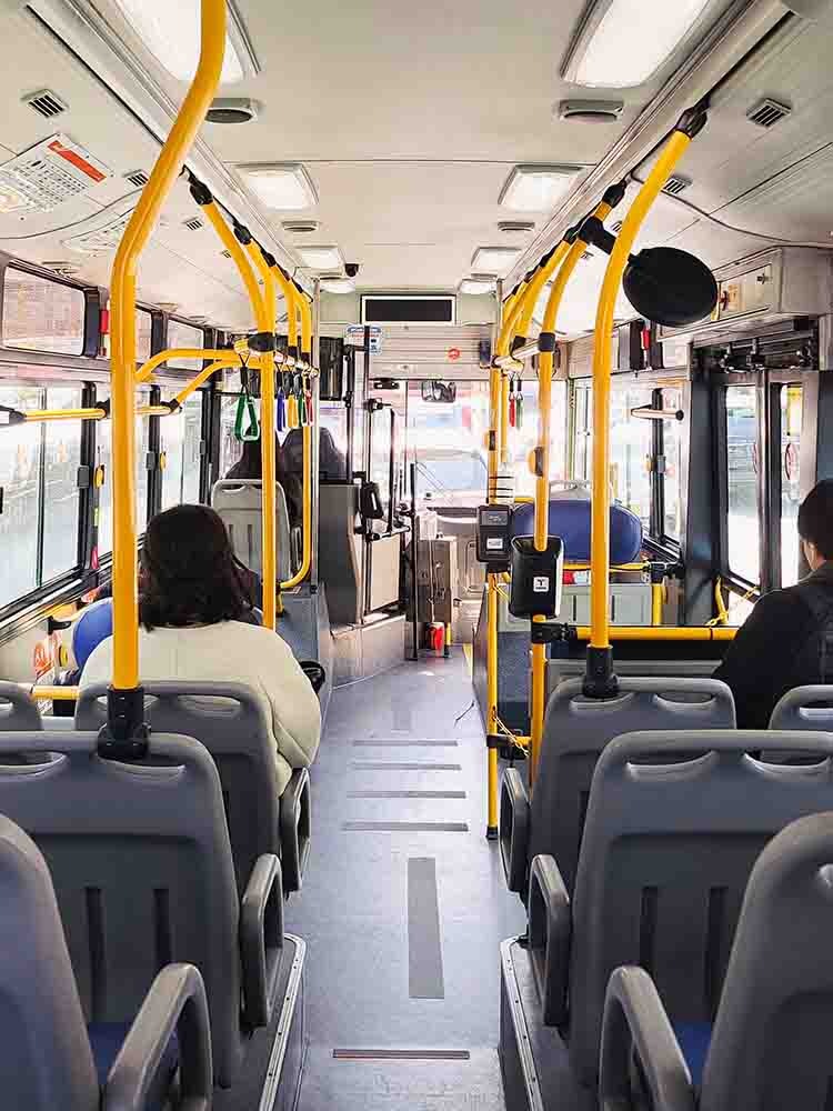 inside of city bus