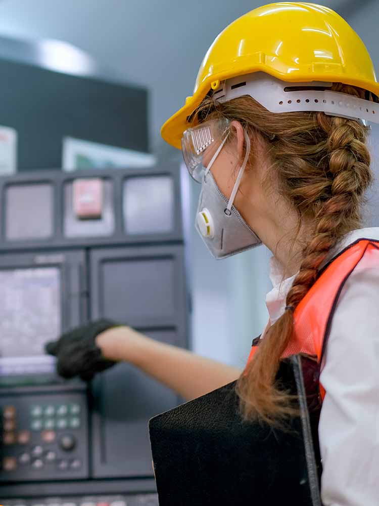 Woman working with instruments.