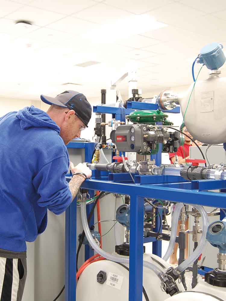 Student working in instrumentation lab.