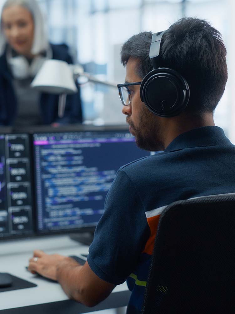 Man working on coding.
